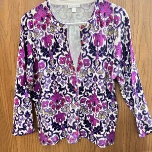 Charter Club Pink and Purple Floral button up